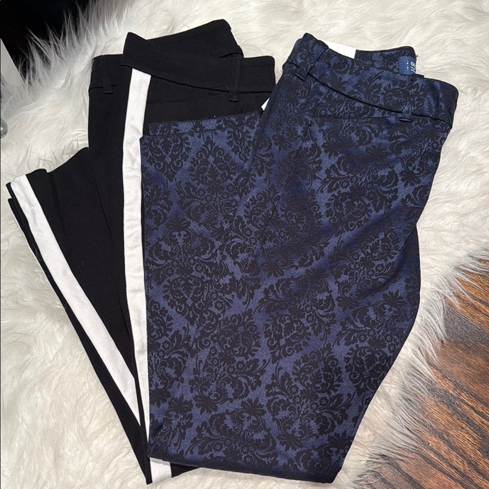 OLD NAVY Women’s Dress Pants- Black/White Tuxedo & Blue/Black Jacquard